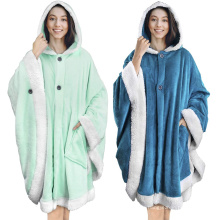 Custom sherpa wearable Sweatshirt Hooded Blanket with pocket